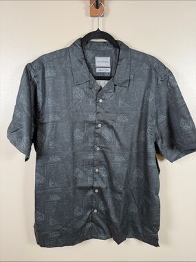 Stitch Note Egyptian Cotton Men's Short-Sleeve Button-Down Shirt